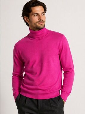 NWT J.LINDEBERG Fuchsia Pink Merino Wool Turtleneck Sweater Men’s Size XL